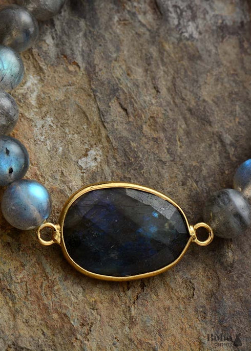 Boho Bracelet, Stretchy Bracelet, Labradorite